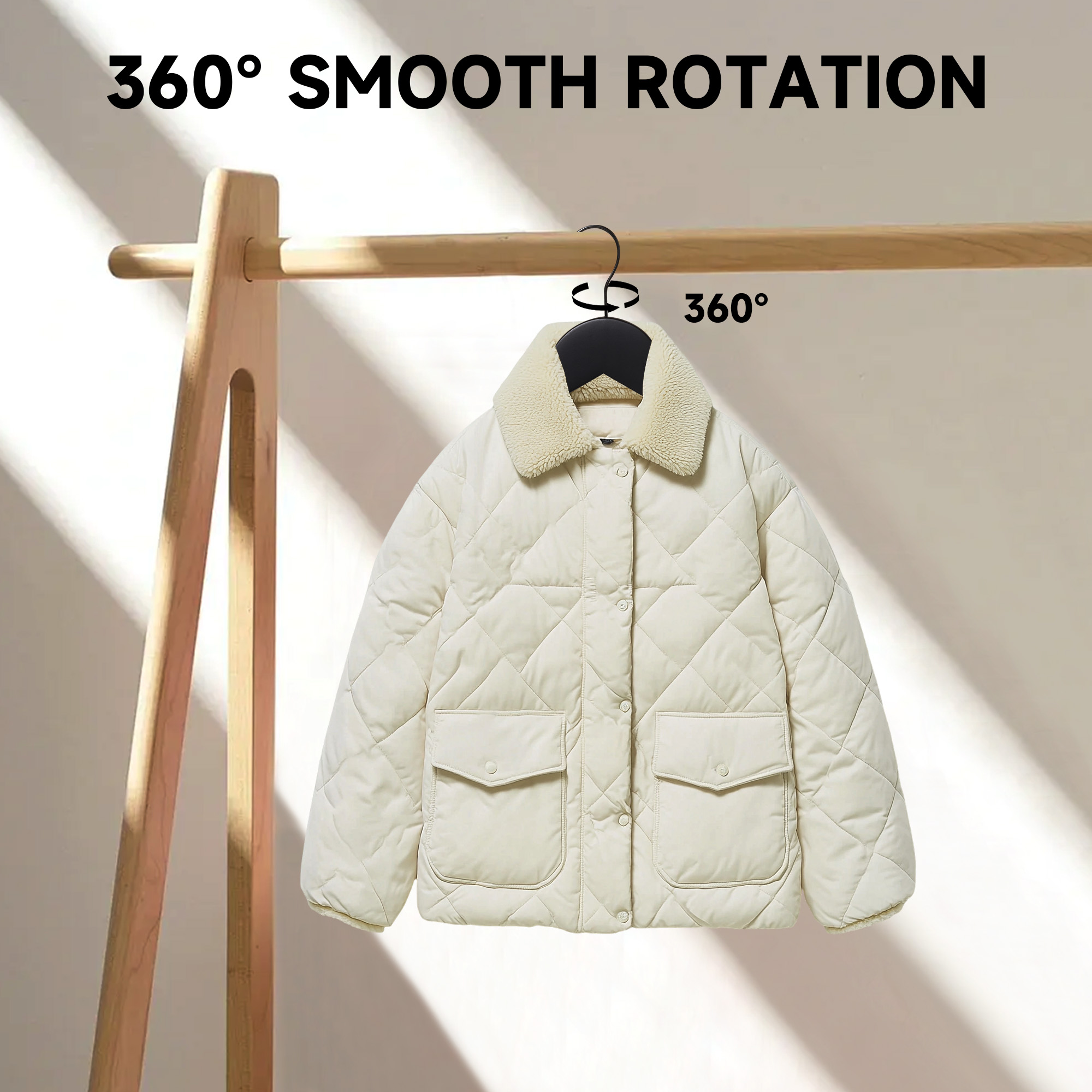 BP4U 36-Pack Premium Wooden Clothes Hangers with Clips, Solid Wood Skirt/Pant Hangers with Adjustable Clips for Suits, Dresses, Coats, Jackets, Trousers(Black)