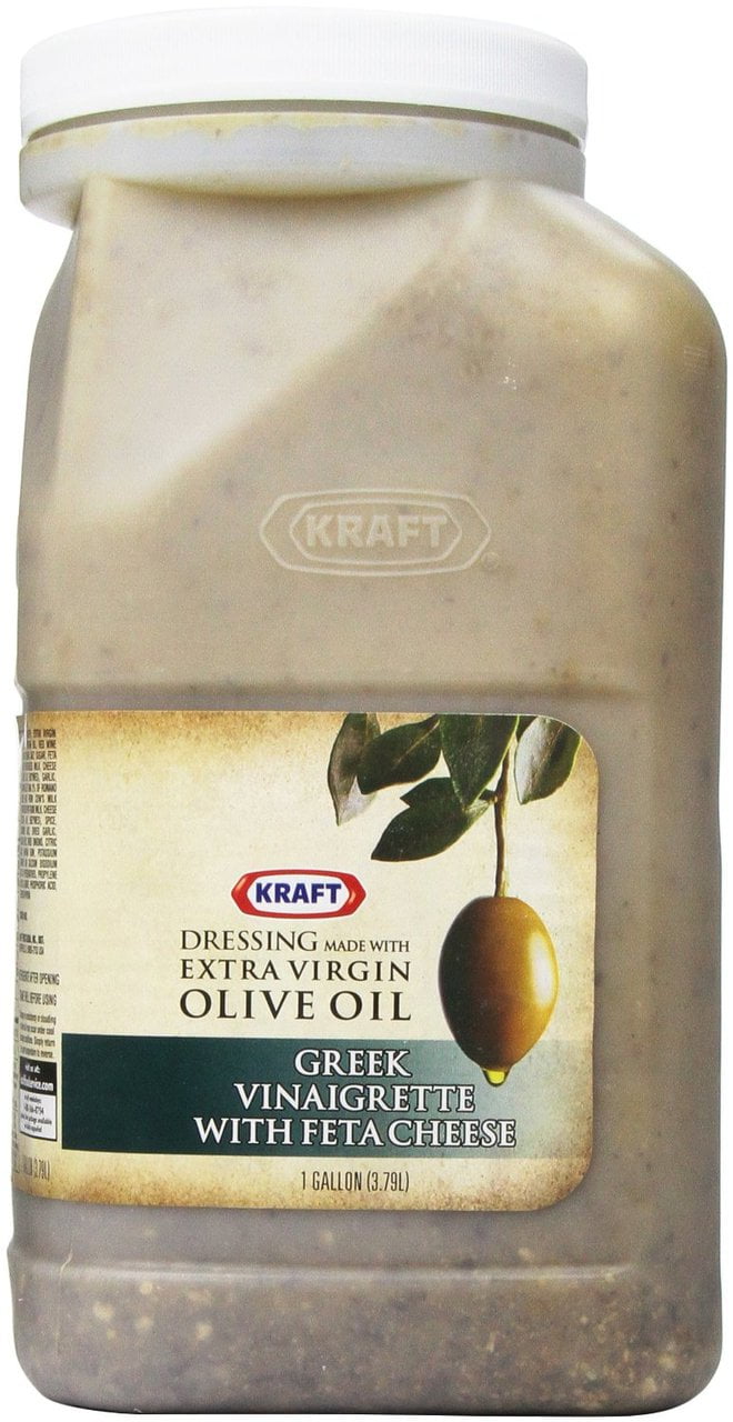 4 PACKS : Kraft Brand Dressing Greek Vinaigrette with Feta Cheese Liquid, 128 Ounce by