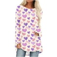 thumbnail image 2 of Tejiojio Womens Heart Graphic Shirts Funny Valentine's Day Printed Tshirts Casual Loose Fit Crew Neck Long Sleeve Tee Tops, 2 of 5
