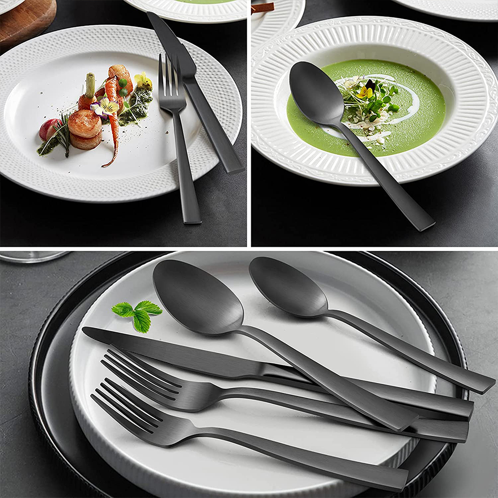 Vesteel 40-Piece Matte Black Stainless Steel Flatware Set photo 4