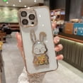 thumbnail image 1 of Funda con purpurina y conejo para iPhone 14 Pro Max 13 12 11 X Xr Xs 8 7 Plus, película protectora transparente para cámara Fivean unisex, 1 of 2