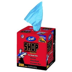 Kimbery Clark Scott Paper Shop Towel 75190 Scott; Cloth; Blue; 9 Inch Width X 12 Inch Length; Single Center-Pull Box Of 200