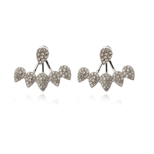Fiudx Ofertas Relámpago Pendientes De Personalidad Hojas Pendientes De Diamantes De Doble Cara Malla Irregular