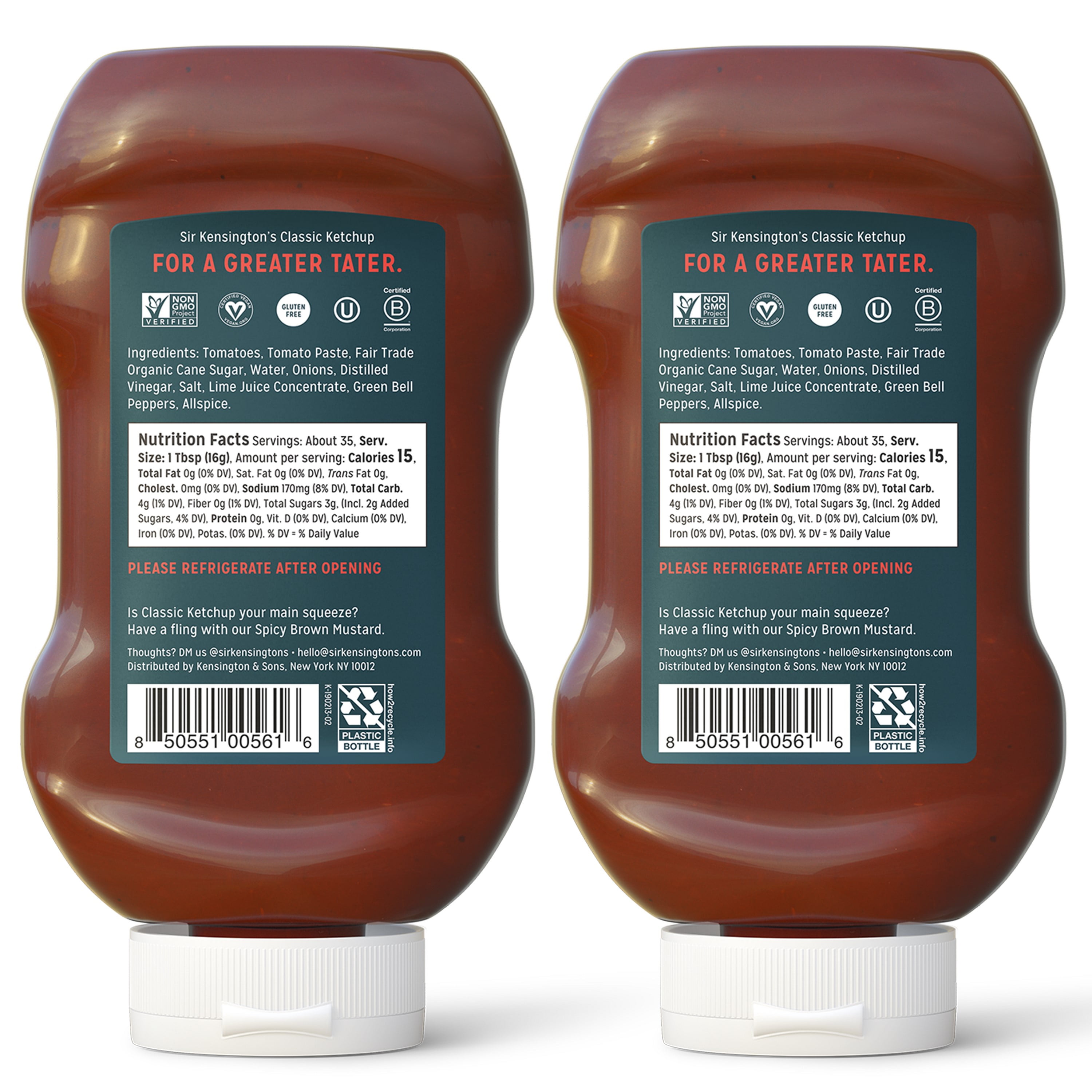 Sir Kensington's Classic Ketchup, 20 oz, Twin Pack