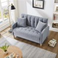 thumbnail image 2 of Loveseat Sofa,52" Velvet Small Sofa Couch Upholstered Love Seat Sofa with Tufted Seat for Living Room,Small Space,Light Blue, 2 of 7