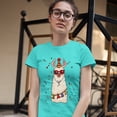 thumbnail image 3 of Tee Hunt Christmas Llama T-Shirt Merry and Bright Let It Snow Funny Xmas Women's T-Shirt Tee, Light Blue, XX-Large, 3 of 5