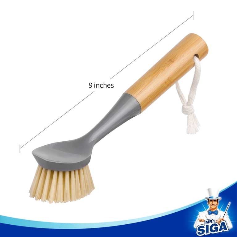 MR.SIGA Dish Brush with Built-In Scraper, 2-Pack photo 3