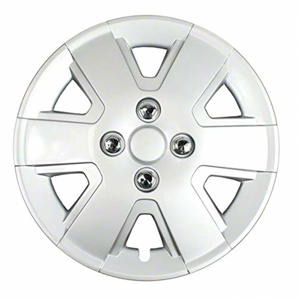 Fuel Rider Set of 4 15 inch Silver Snap-On Hubcaps With 6 Spoke Compatible With 2006-2011 Ford Focus Standard Steel Wheel Covers