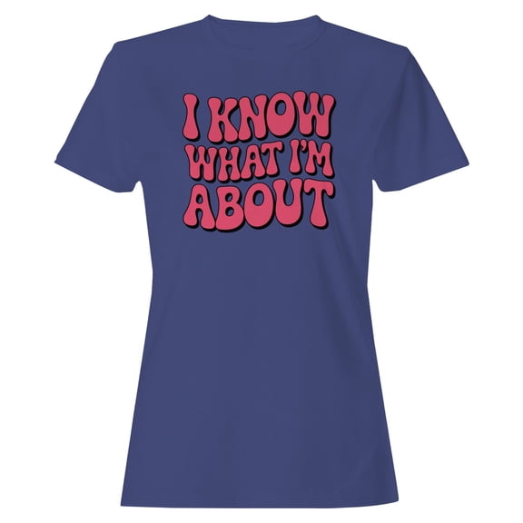 Smartprints I Know What I'm About Retro Quote Women's T-shirt Purple, Cotton, S