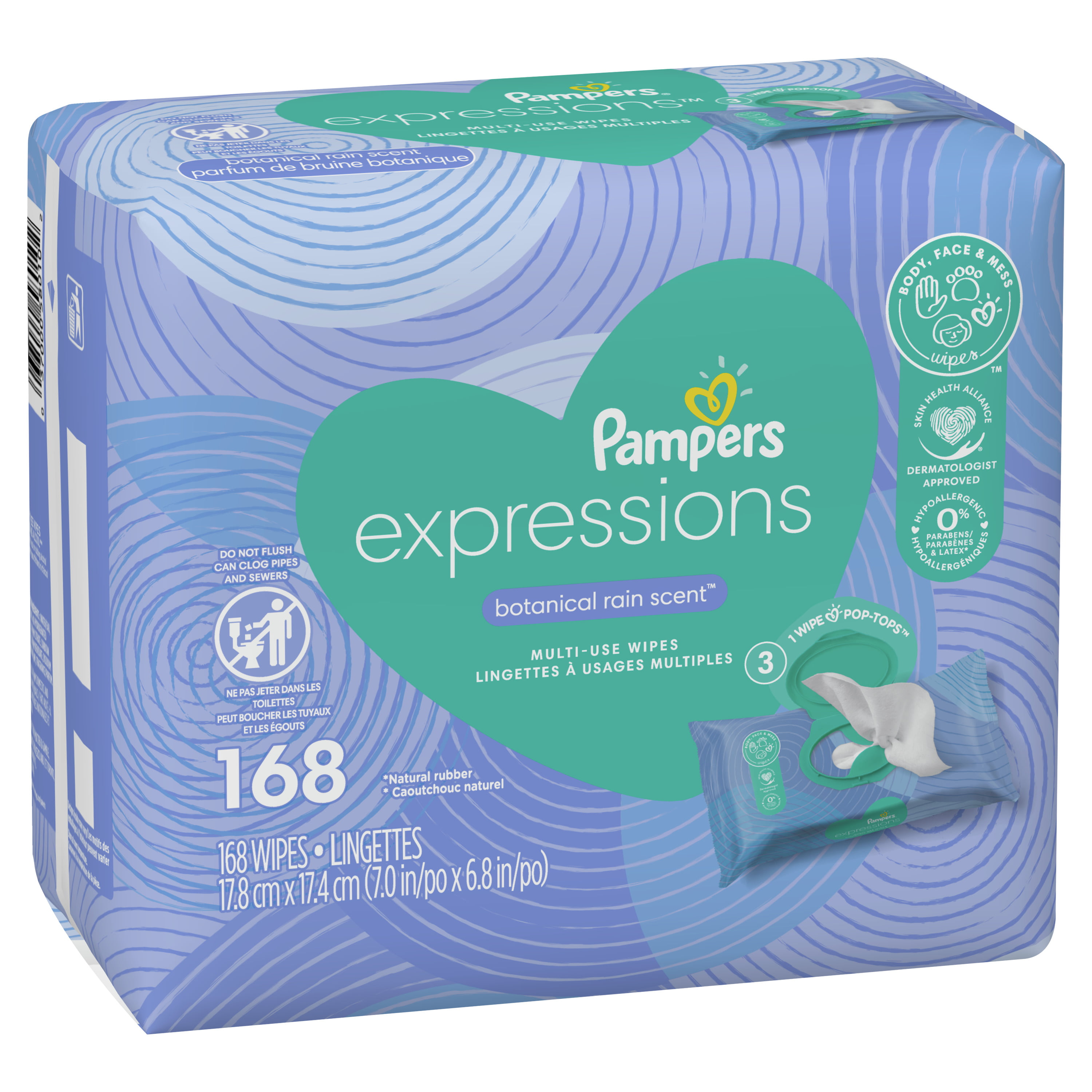 Baby Wipes Expressions Fresh Bloom Scented 3X PopTop Packs Pampers Botanical Rain 168 Count Beige 
