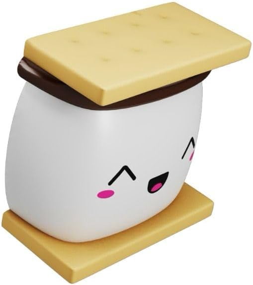 Squeezables S’More Figure - Cute Kawaii Novelty Collectible with Reusable Zipper Pouch and Decoration, Series 4 Desk Accessory