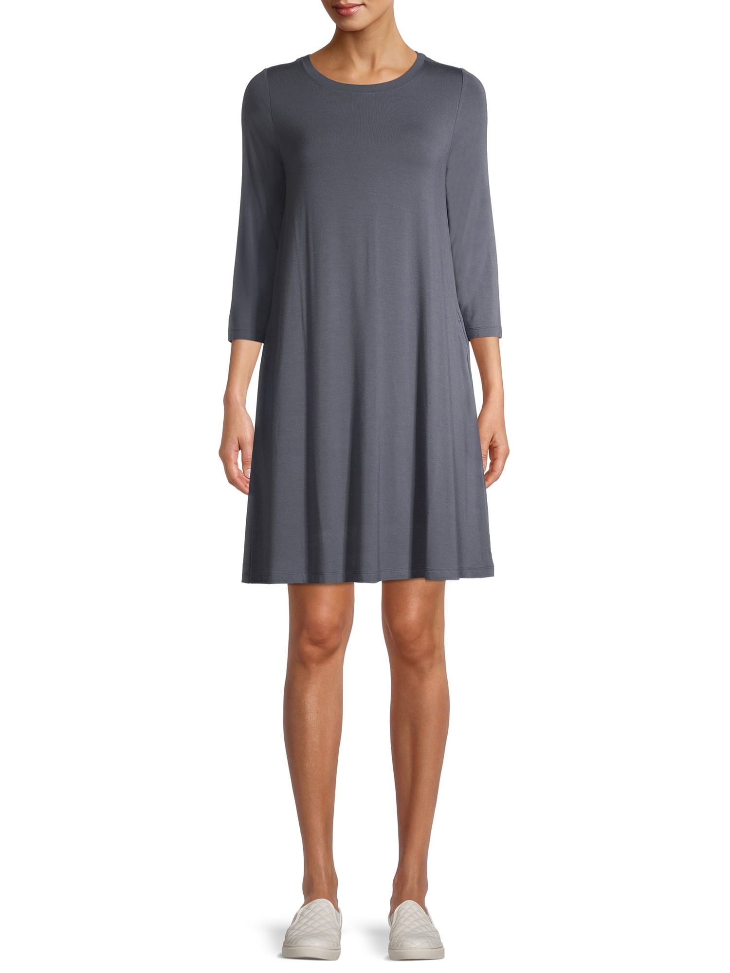 Time and Tru Women's 3/4 Sleeve Knit Dress