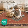 thumbnail image 4 of ODIKA 5'x7' Washable Area Rug Non-Slip, Chair-Friendly Teal Rust and Geometric Elegance Intricate with Classic Borders for Dining Room, Under Table, Home Office, 4 of 7