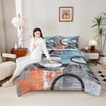 thumbnail image 4 of Feelyou Vintage Art Circle Bedding Comforter Set for Kids, Abstract Geometric Twin Comforter Sets, Retro Oil Printing Reversible Bedding Set, Ultra Soft Home Decor, 2pcs, 4 of 8