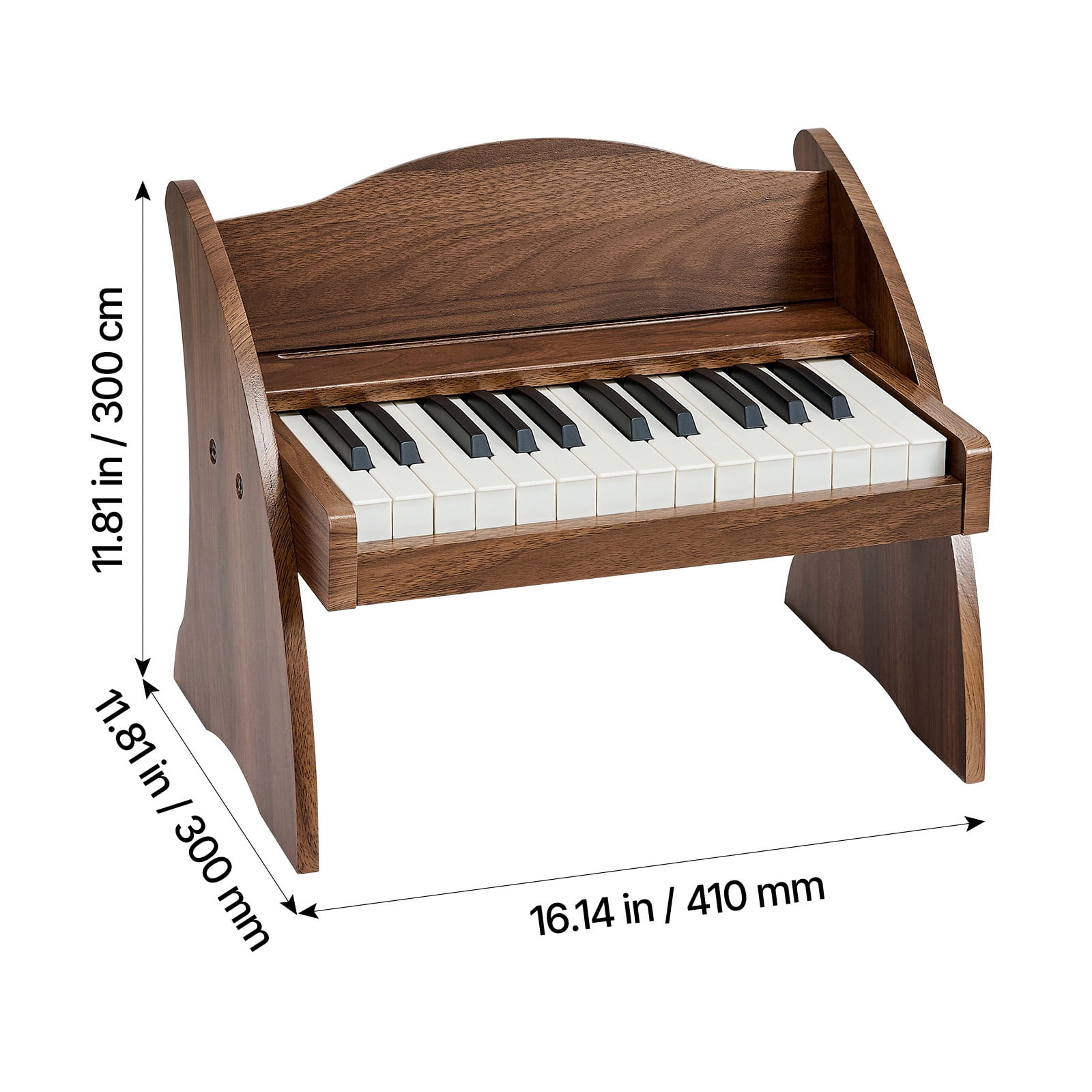 KFFKFF 25-Key Wooden Digital Piano for Kids, Mini Educational Music Instrument with Realistic Sound, Dual Power Options, Adjustable Volume, Ideal for Toddlers and Children, Walnut Finish