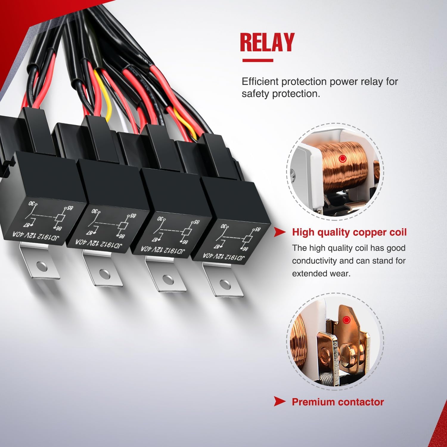 Nilight 4 Gang Rocker Switch Panel Wiring Harness Kit, 12V with 8 Leads Relay Fuse for LED Light Bars, for Cars Boats ATV Trucks