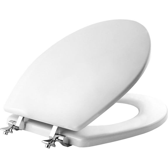 Mayfair Toilet Seat 44CP-000 Featuring STA-TITE, Chrome Hinges - Round, White