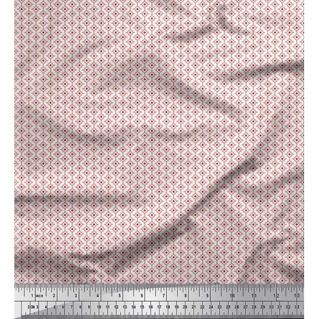 Soimoi Satin Silk Fabric Dot & Floral Small Print Fabric by Yard 42 Inch Wide