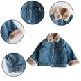 thumbnail image 3 of MXIEZI 2-10T Kids Toddler Girls Boys Denim Jacket Outerwear Faux Fur Thicken Fleece Lined Jean Coat Plush Winter Outwear Snowsuit, 3 of 9