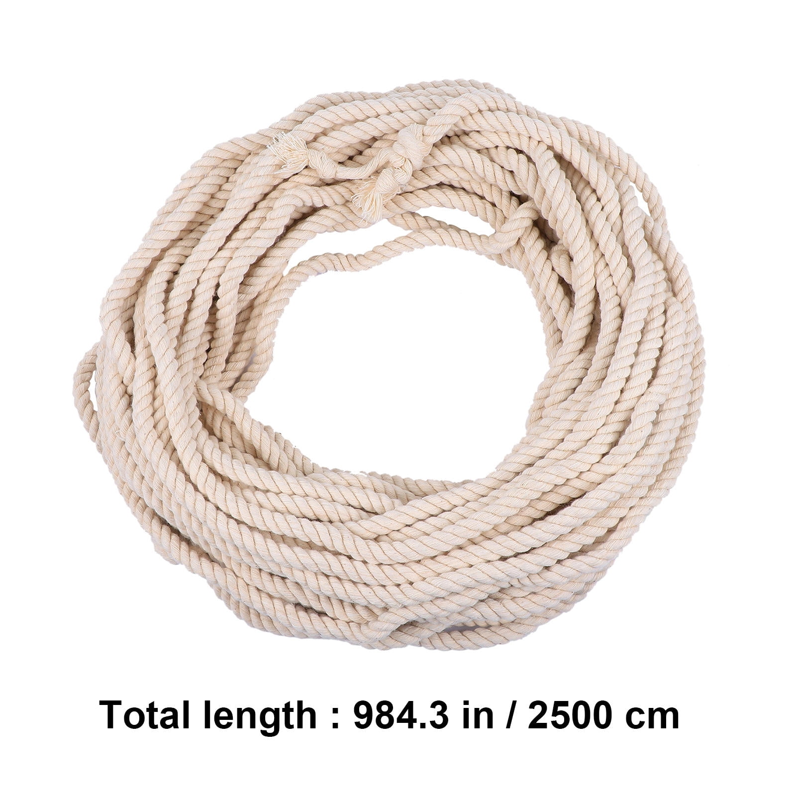 FOLOYORI Beige Cotton Macrame Cord Thick Triple Strand Rope for Wrapping and Decorative Craft Use