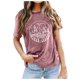 thumbnail image 1 of Camiseta informal de manga corta y cuello redondo estampada para mujer - Top de verano de color liso para el día a día, 1 of 5