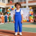 thumbnail image 2 of UAYOTSE Kids Straight Leg Baggy Bib Overalls Boys Girls Adjustable Strap Summer Casual Jumpsuits Cotton Preppy Clothes Cute Romper,Sizes 7-8 Years, 2 of 9