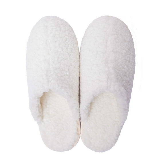 CLPP'LI Womens Slip on Fuzzy House Slippers - White - 8