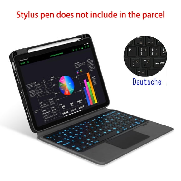 Étui Clavier Magique Détachable pour iPad Pro 12.9 11, Air 5 4 3 10.9 iPad 10.2 7/8/9e 10e Gén Mini 6 Tablette Funda Housse Clavier Clavier Allemand Pro12.9 3e 456e