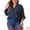 Navy Blue, variant on Women's Plus V Neck Long Sleeve Rolled Up Sleeve Blouse 1X Navy Blue
