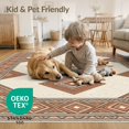 thumbnail image 4 of ODIKA Neutral Boho Interlocking Motif Covering Taupe Border Ivory Beige for Dining Room, Under Table, Office, Non-Slip Chair-Friendly Floor, 4 of 7
