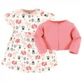 thumbnail image 3 of Hudson Baby Infant and Toddler Girl Cotton Dress and Cardigan Set, Forest, 0-3 Months, 3 of 5