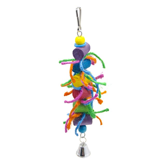 Parrot Block Toy Cylindrical Bell Funny Sisal Parrot Toy Cotton Rope Bird Toy