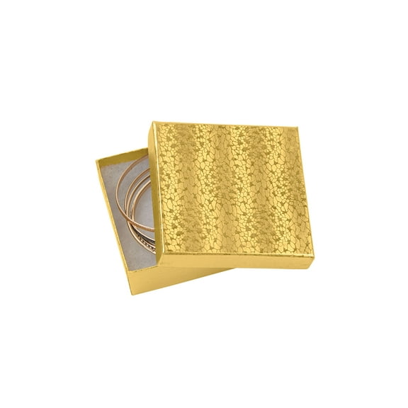 Cotton Filled Gold Embossed Jewelry Boxes - 3½” x 3½” x 1" - Case of 100