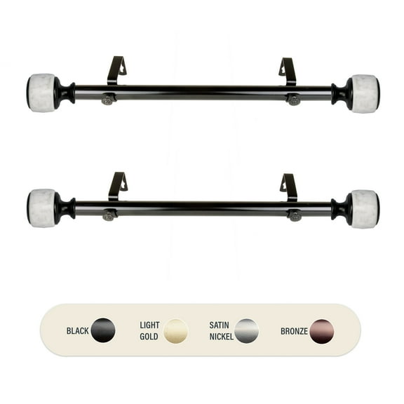 1 inch Vincenzo Side Curtain Rod 12-20" (Set of 2) - Black