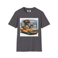 thumbnail image 2 of Wacky Boxer Driving a Muscle Car Unisex Softstyle T-Shirt, 2 of 10