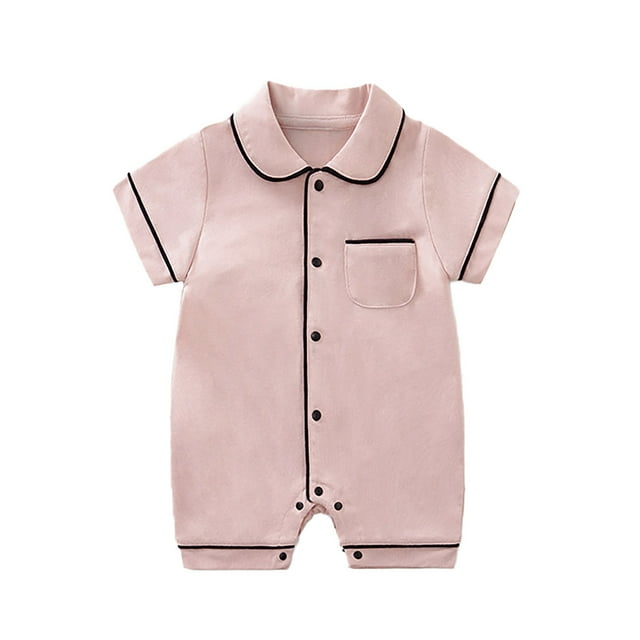 MIASHUI Barboteuse Pyjama à Manches Courtes pour Bébé Été Garçon Fille Combinaison pour le Rampage, Rose, 6-12 Mois
