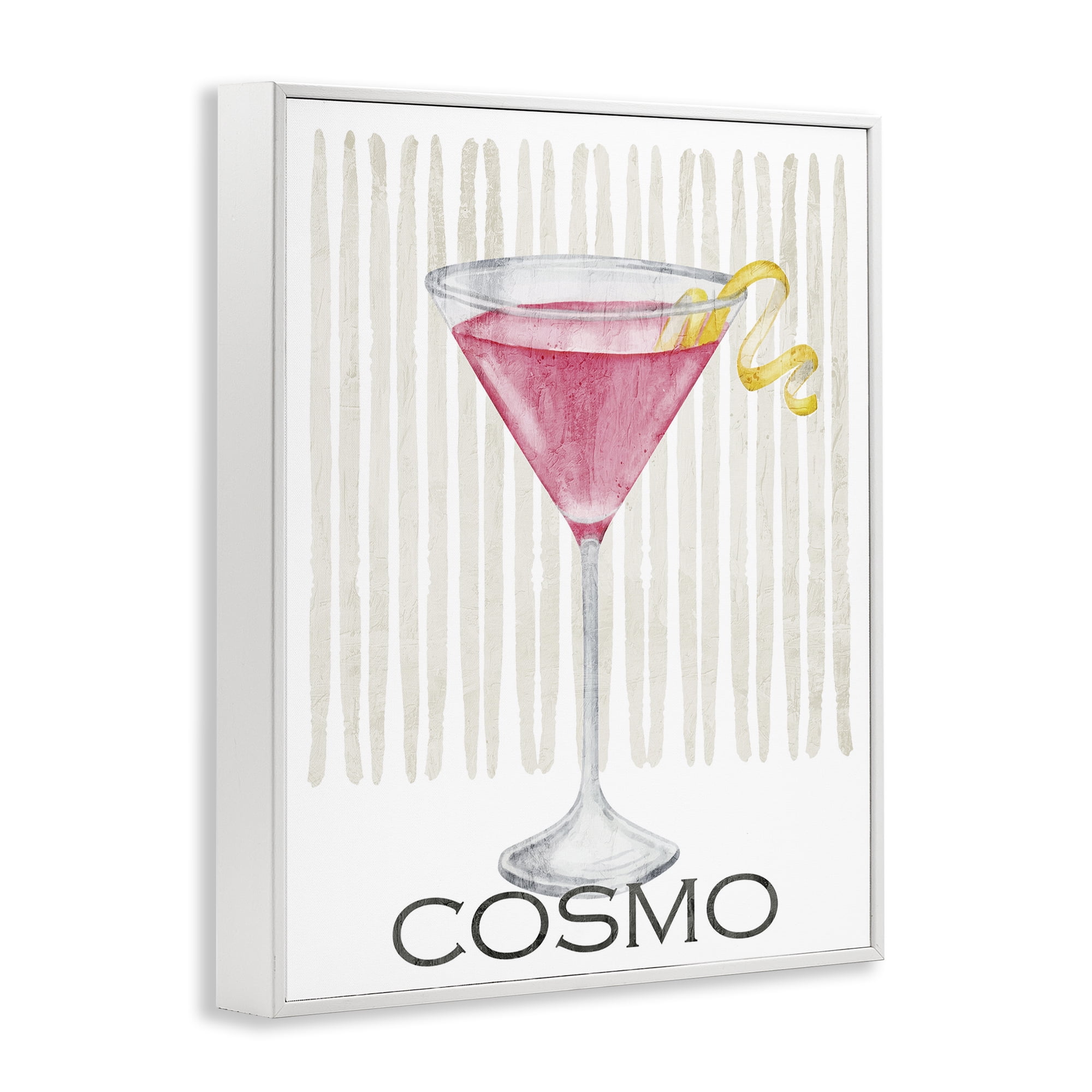 Stupell Industries Pink Cosmo on Stripes White Framed Giclee Art, design by Kim Allen