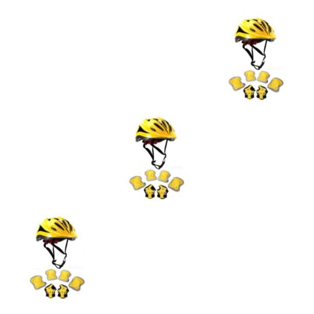 Juego de casco con ruedas Bearachild para niños con rodillera y codera ajustables color Amarillo