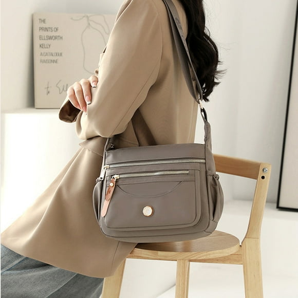 Bolso de hombro multicapa Mochila bandolera de nailon impermeable | Organizador de gran capacidad | Bolso de trabajo unisex ligero | Múltiples bolsillos | Bolso de viaje | 26x21x11cm | Bolso casual
