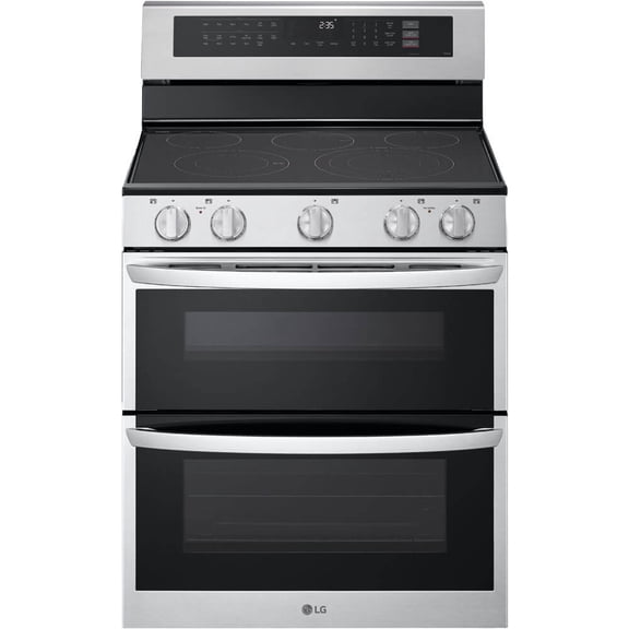 LG 30 Inch Double Electric Oven Range with 5 Radiant Heating Elements, 7.3 cu. ft. Total Capacity in Stainless Steel LDEL7324SE