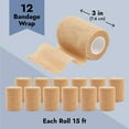 thumbnail image 5 of 12-Rolls of Tan Medical Self Adhesive Bandage Wrap 3 Inch x 5 Yards, Breathable Cohesive Vet Tape for First Aid Kits, Sports Injuries, Wrists, Ankles, Athletics, 5 of 5