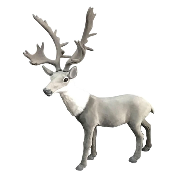 Estatua de ciervo, modelo de juguete, artesanía, adorno de ciervo, modelo animal para habitación, escritorio interior gris grande