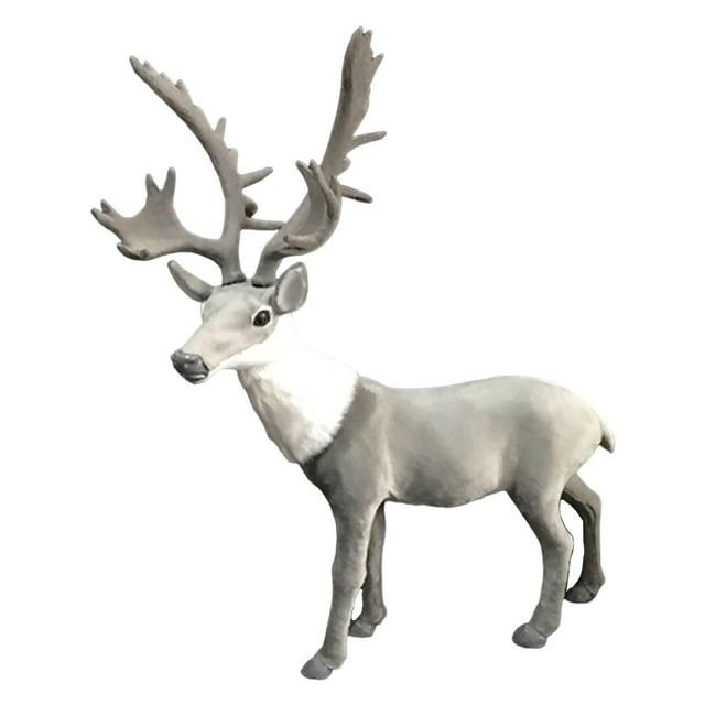 Figuras realistas de renos de Navidad Estatua Ciervo Adorno Modelo animal Manualidades Juguetes en miniatura para gabinete Estante Fiesta interior , gris grande Sunnimix Figuras de ciervos