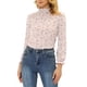 thumbnail image 1 of Blusa floral de manga larga con cuello fruncido y volantes para mujer INSPIRE CHIC en color rosa, 1 of 6