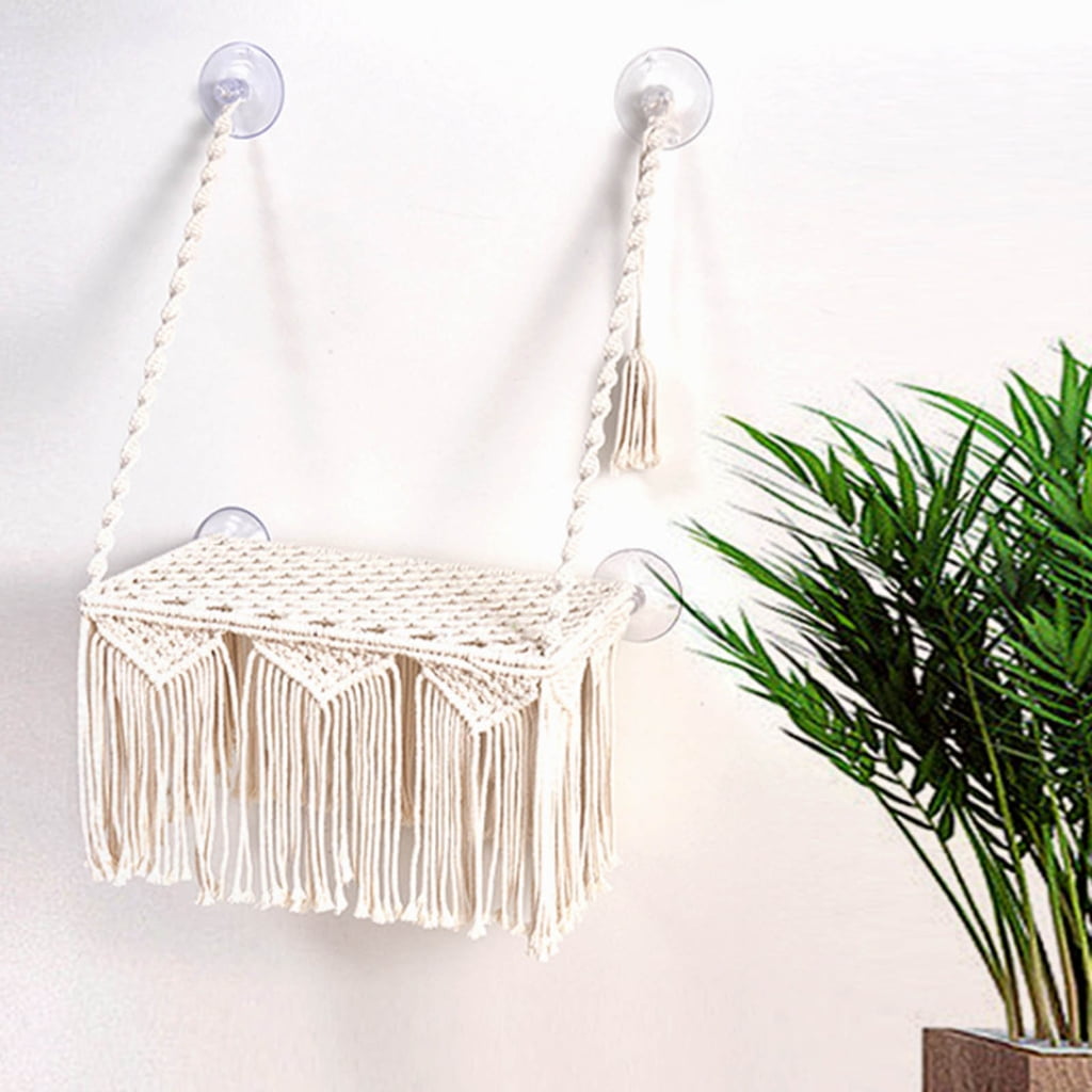 NEXAVKPR Cats Hammock Tassel Hanging Bed Small Cats Window Perch Sunbath-Bed Pet Supplies