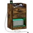 thumbnail image 1 of HOMCOM Nightstand with Charging Station, LED Bedside Table with 2 Drawers, 1 of 10