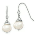 thumbnail image 3 of Sterling Silver Rhodium-plated 9-10mm White Near-Round Freshwater Cultured Pearl 18 inch Necklace and Dangle Earrings Set QG5612SET, 3 of 4