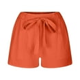 thumbnail image 5 of biudgviw Summer Shorts for Women Casual Boho Front Tie Knot Shorts High Waisted Cotton Linen Comfy Beach Bottoms, 5 of 5