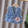 thumbnail image 2 of Edvintorg Toddler Girl Clothes Cute Embroidery Sleeveless Denim Vest Spring Fall Lightweight Jean Jacket for Girls 18M-14Y, 2 of 5