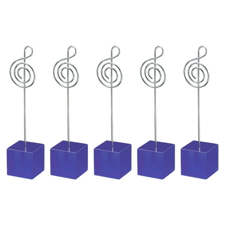 

Uxcell Resin Cube Base Picture Card Holder 5 Pack Note Shape Table Stand Holder for Party Displaying Purple